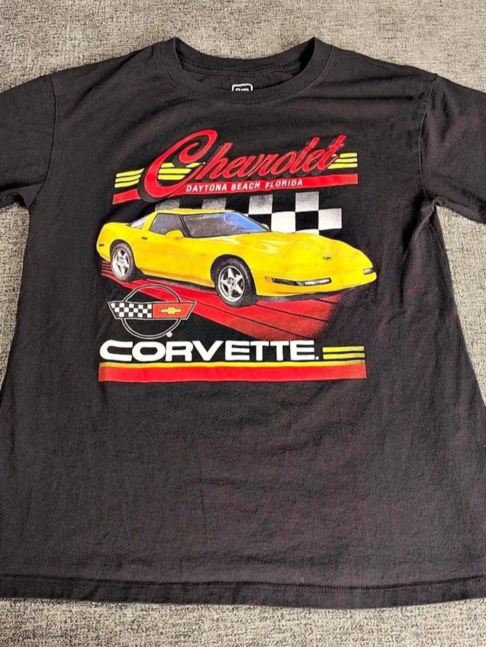 GM Men Chevrolet Corvette Car Black Medium Unisex Short Daytona Beach Florida